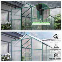 Walk-in Greenhouse with Adjustable Roof and Built-in Gutter System for Backyard, Lawn, Outdoor Plant Tent with Aluminum Alloy Frame and Sliding Door for Growing Plants, Flowers