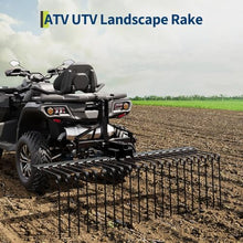 Garvee 48 Inch Durable Pine Straw Rake Steel Spring Landscape Rake Fits 2" Receiver for Lawn Tractors or ATV/UTV, Black
