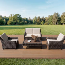 Varmoza Outdoor Wicker Patio Loveseat, 2-Seat Sofa with Deep Seating