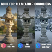 OLOMA Concrete Japanese Pagoda Lantern Garden Statue Outdoor Sculpture Cement Zen Lantern Figurine Patio Decor Yard Ornament Lawn Accent Landscape Lantern lover gift