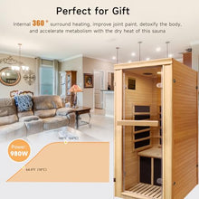 RIGO 1-Person Infrared Sauna Hemlock Wood with Bluetooth & LED Control 980W