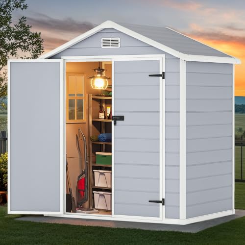 DWVO 6x4.4ft Resin Large Storage Shed with Window & Vents & Floor