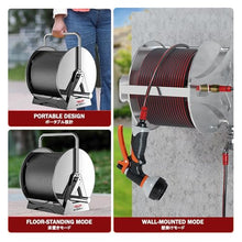 FENOKD Stainless Steel Garden Hose Reel Cart Hanger, Heavy Duty Holder for Outdoor Yards, Driveways, Farms, Patios,Aluminum Alloy B-30m