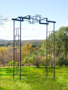 Achla Squares Arbor II Garden Arch Graphite