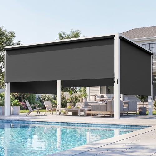 Integrated 10'W x 8'H Outdoor Roller Shade for Sun & Privacy Protection