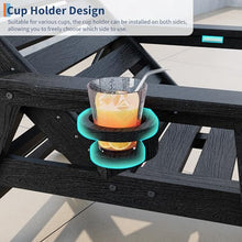 Takywep 78" Patio Chaise Lounge Chair Set of 2, Long 5-Positions Adjustable HDPE Outdoor Lounger for Pool, Poly Lounge Chair with Rolling Wheels & Cup Holder for Poolside, Deck, Black