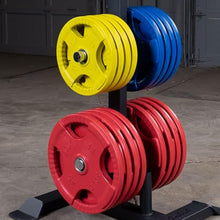 Body-Solid Quad Grip Olympic Rubber Weight Plates Set Multi