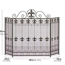 EliteBloom Fireplace Guard Screen, Wrought Iron Fire Safety Partition, American Black Decorative Spark Cover for Living Room, Embedded Mantelpiece Heating Guardrail,