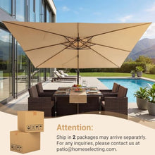 OROTLECT 10 X 13 Ft Rectangular Rotational Tilt Curved Cantilever Umbrella With Base And Cover