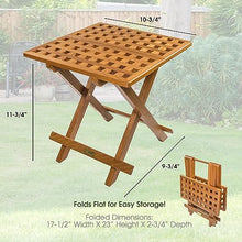 HomeRoots 19" Brown Solid Teak Wood Square Indoor Outdoor Folding End Table