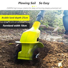 Cordless Garden Tiller, Handheld Electric Garden Rotary Tiller with Rechargeable Lithium Battery and Charger, Soil Tiller for Farms, Parks
