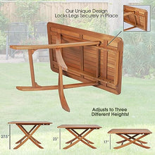 HomeRoots 19" Brown Solid Teak Wood Square Indoor Outdoor Folding End Table