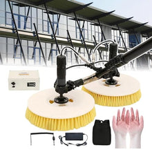 pealiritansemen Outdoor Pool Cleaning Brush, Water Fed Telescopic Brush, Water Fed Pole Kit, Double Brush Head Solar Panel Cleaning Tool, Come with A Pair of Gloves,7.5m