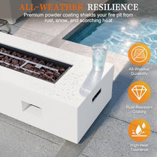 Shintenchi 43" Propane Fire Pit Table for Outside Patio, Off-White