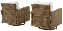 Crosley Furniture Bradenton 2-Piece Wicker Swivel Rocker Chair Set Brown with Sunbrella White Cushions