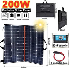 CURIND 200W Portable Foldable Solar Panel, Solar Panels with with Controller, Compatible with Generators Power Station for RV Tent Boat 5/12/24v Power Supply, Camping, RV,50A