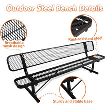 Vraxelor Heavy-Duty Outdoor Metal Bench with Expanded Metal,Outdoor Bench with Backrest for Weatherproof,Outdoor Bench Thermoplastic Coated for Shopping Malls, Stores, Parks, Patios, Decks