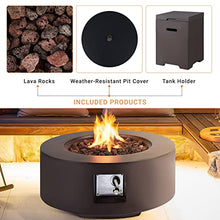 30" Outdoor Propane Fire Pit Table Round Gas Firepit Table with Tank Holder