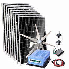 1360W Wind Solar Hybrid Home Kit 12V 24V Battery Charger: 8X 120W Monocrystalline Solar Panel + 400W Wind Turbine Generator + MPPT Charge Controller + Cable + Connectors