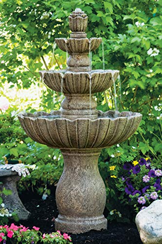 54" Mirabella Scallop Fountain - Outdoor Concrete Garden Water Fountain