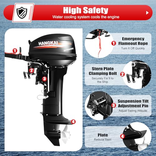 FXEIPOL 18HP Outboard Motor 2 Stroke 246CC Black