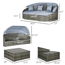 YWMLFZ Convertible Rattan Daybed Sectional Outdoor Sofa with Adjustable Sun Canopy for Balcony Gardens