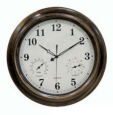 Wall Clock, Large Outdoor Clock, Outdoor Indoor Garden Wall Clock Thermometer 18 Inch, Silent Battery Operated Quartz Movement Decor Clock for Outside Or Indoor, Pool, Fence, Patio