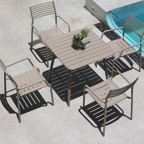 Outdoor Tables and Chairs, White, Internet Famous, All Aluminum, Outdoor Leisure, Milk Tea Shop, Coffee Shop, Courtyard, Terrace, Three to Five Piece Set of Tables and Chairs t1