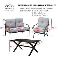 LOKATSE HOME 4-Piece Outdoor Bistro Furniture Set with Cushions Grey