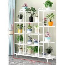 Metal Plant Stand with Wheel, Floorstanding Multiple Flower Pot Organisation Shelves Garden Plant Containers Flower Rack for Balcony and Yard (Color : White-120x28x150cm)