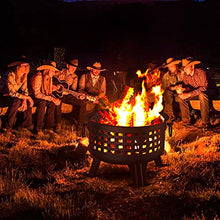 Large Fire Pit, Outdoor Steel Wood Burning Fire Pits Bowl Charcoal BBQ Grill Firepit, Bonfire Heating Brazier, with Spark Screen, Cooking Grate, Fireplace Poker