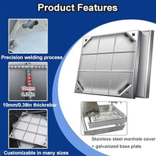 GHHDPXM Heavy-Duty Stainless Steel Recessed Manhole Cover, 700x700mm Square Lid for Patios and Gardens, Invisible Design for Easy Access and Durability