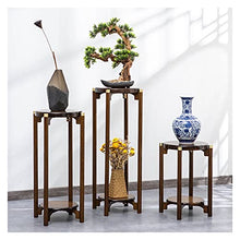 TOMYEUS Vase Bonsai Base Wood Plant Stand Flower Stand for Indoor Living Room Decoration Balcony Multi-Layer Floor Antique Storage Flower Pot Shelf Bonsai Base (Size : Large)