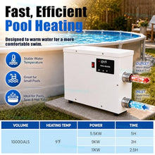 moupeaktain Electric Pool Heater 220V for Small Pools, Spas and Hot Tubs, Above Ground Pool Heater with Automatic Thermostat, Stainless Steel, Fast Heating Swimming Pool Water Heater 9KW