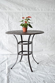 Patio Land Mandalay Outdoor Patio 5pc Bar Set 42" Dark Bronze Cast Aluminum with Sunbrella Sesame Cushions
