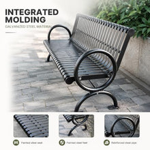 JCSRYD Garden Benches for Outdoors, Black Park Bench Cast Iron Patio Garden Bench, Sturdy Steel Frame Furniture Chair with Armrests for Porch, Yard, Lawn, Balcony, 1300lbs(71in)