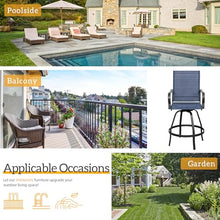 Shintenchi 4 Piece Patio Swivel Bar Chairs, All Weather Textile Outdoor Metal Bar Stools Patio Chairs Set of 4 with High Back, High Top Bistro Set Furniture for Balcony, Backyard,Garden,Deck,Deep Blue
