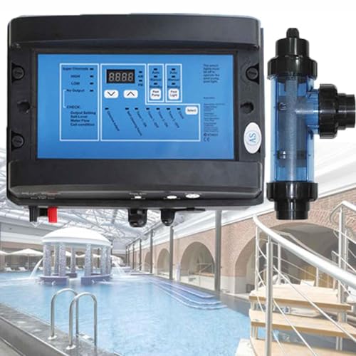 GYQSSD Salt Water Chlorinator Cell,Electrolytic Salt Chlorine Generator System, Swimming Pool Salt Chlorinator, 10-40℃ Water Temperature Chlorinator Suitable for Home Pool,10g/h
