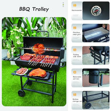 SIMPLEusQ Charcoal Grill Outdoor Barrel BBQ with Side Table & Wheels - Barbecue Smoker for Camping, Easy to Use