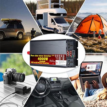 4000W 5000W Pure Sine Wave Power Inverter, 12/24/48/60/72V DC to 110V AC for Home, RV and Off-Grid Solar Systems, with 2 Outlets and USB Port, LCD Display