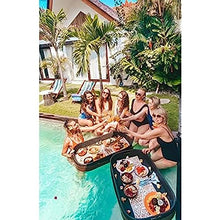 EESHHA Round Table Dinner Plate Floating Tray, Rattan Refreshment Tray, Swimming Pool Floating Breakfast Tray, Swimming Pool Floats for Pool or Beach Party 60 * 60 * 20 cm