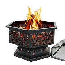 SLGGPJBU Outdoor Fire Pits Portable Metal Fire Pit Hexagon Design Fireplace Stove, with Mesh Screen Cover Fireplace Stove Wood Burning, for Picnic Bonfire Patio