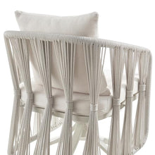 Breeze Cream Metal Outdoor Swivel Dining Chair with Pearl Cushions