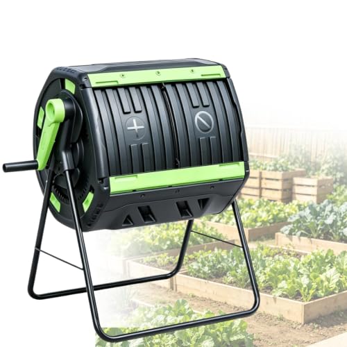 Dual Chamber Compost Tumbler Bin for Backyard Garden
