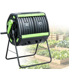 Dual Chamber Compost Tumbler Bin for Backyard Garden