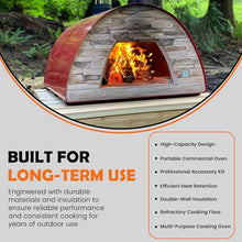Authentic Pizza Ovens Maximus Prime Arena Portable Wood-Fired Outdoor Pizza Oven, Handmade in Portugal, Stainless Steel Chimney, Pizza Peel, Thermometer, Extra Floor Tile & Baking Dish Included