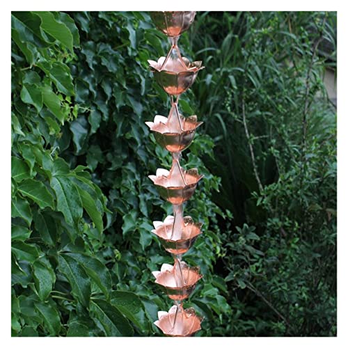 LZPHGB Rain Chain, Rain Chains for Downspouts Chain for Gutters Villa Homestay Roof Red Copper Water for Heavy Diversion Plate for Exterior Gutters,K