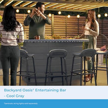 Suncast Pre-Assembled Backyard Oasis Entertainment Bar with Pull-Out Drawers and Shelving Space, All-Weather Outdoor Food and Bar Unit with Faux Marble Finish