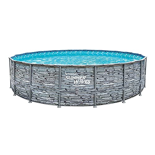 Summer Waves 18ft Elite Frame Above-Ground Pool with Filter Pump, Ladder & Pool Cover Gray