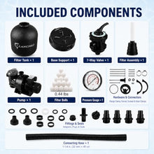 LANCHEZ Sand Filter with Pool Pump 16" 1.5HP 4900GPH, Above Ground Pool Pump with 24-Hour Timer, 7-Way Valve Sand Filter Pump System